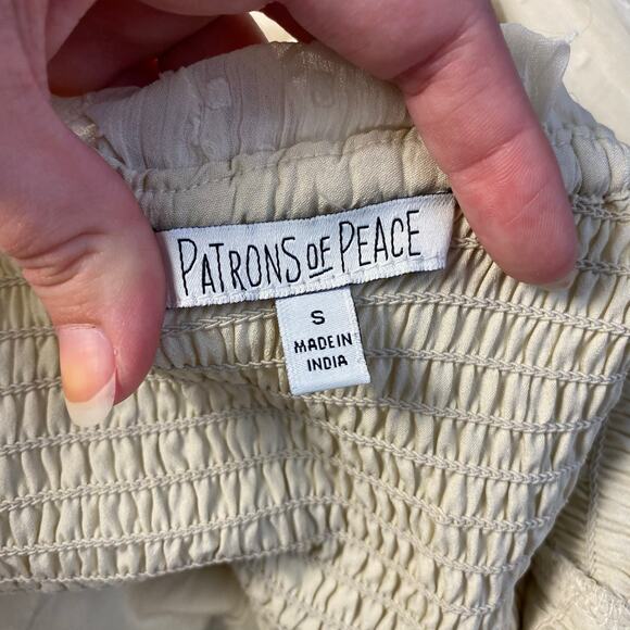 Patrons of Peace Button Front Maxi Dress Womens Size S Cream Boho - Picture 2 of 9